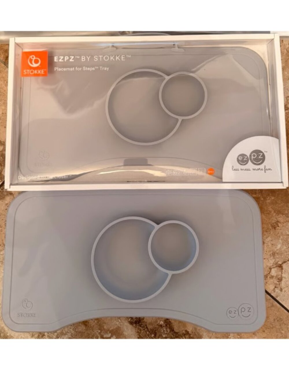STOKKE EZPZ Gray Silicone Placemat for Kids - Non-Slip Mealtime Mat